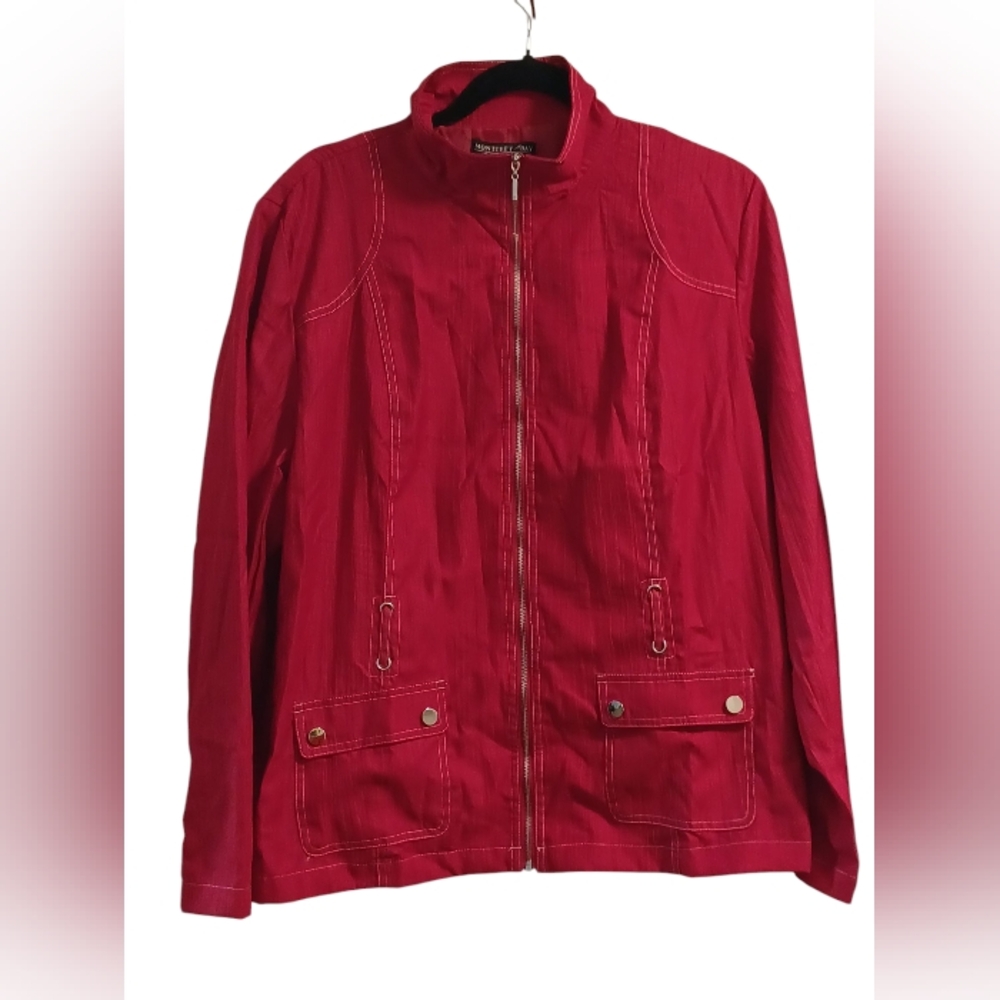 Monterey Bay Red Utility Jacket with Stand-Up Collar
